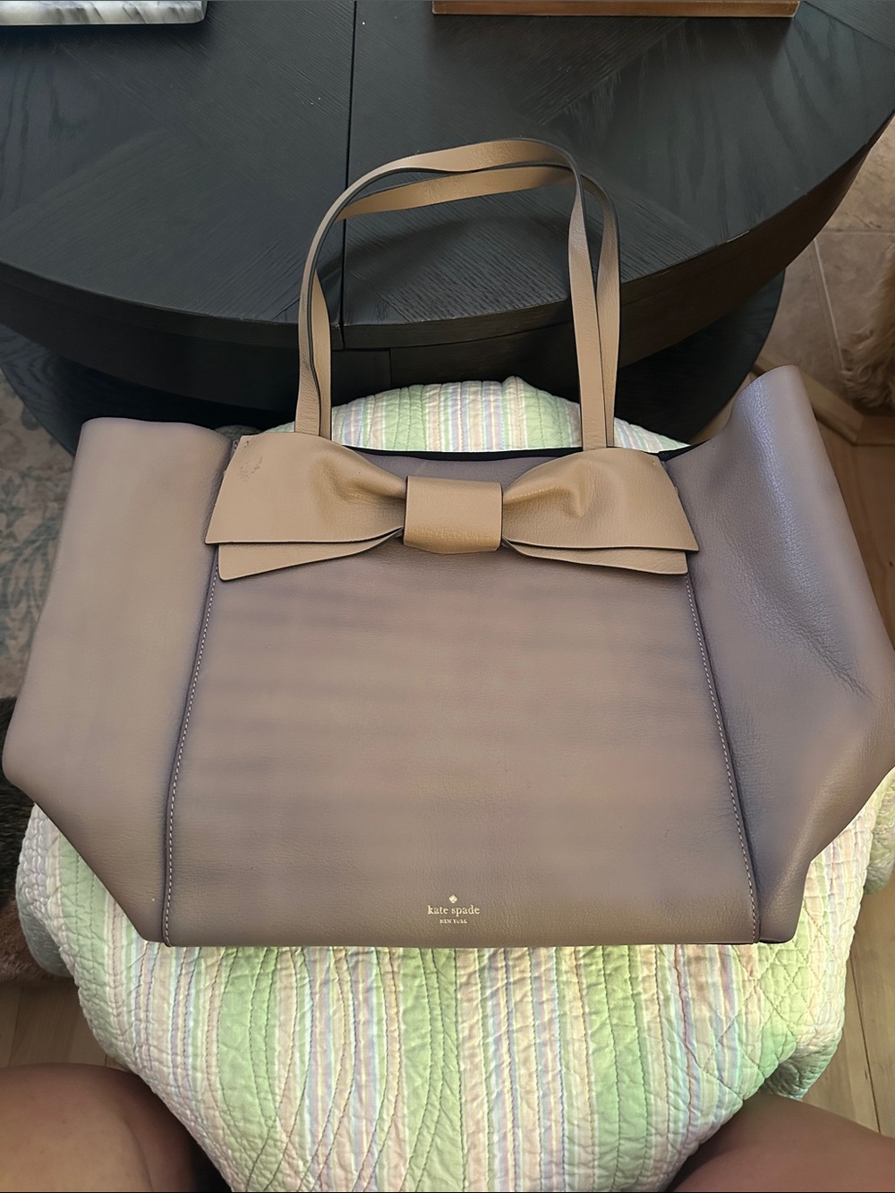 kate spade Taupe Leather Bow Tote